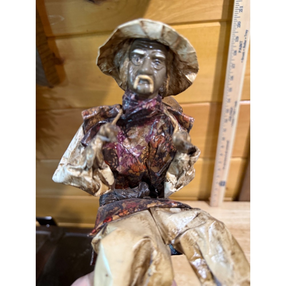 Vintage Mexican Folk Art Papier Mache Water Carrier Aguador Figurine 10.5 inch